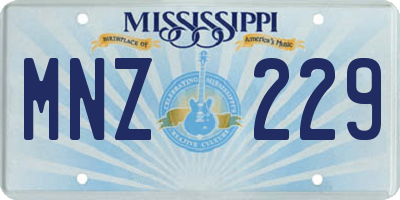 MS license plate MNZ229