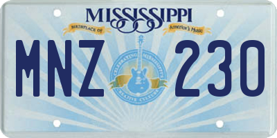 MS license plate MNZ230