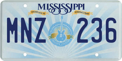 MS license plate MNZ236