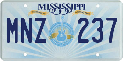 MS license plate MNZ237