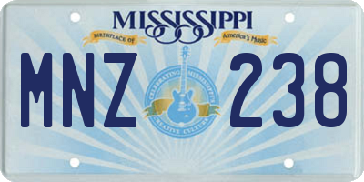 MS license plate MNZ238