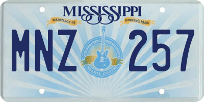 MS license plate MNZ257