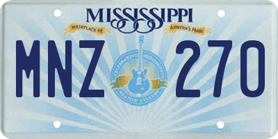 MS license plate MNZ270
