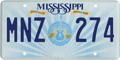 MS license plate MNZ274