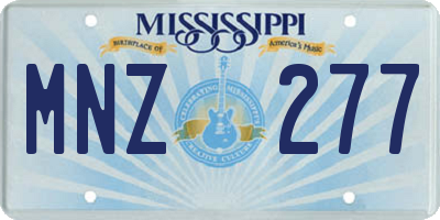 MS license plate MNZ277