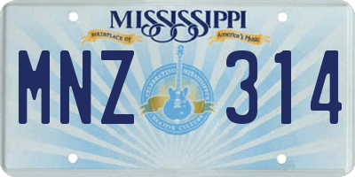 MS license plate MNZ314