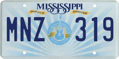 MS license plate MNZ319