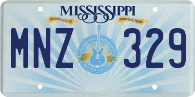 MS license plate MNZ329