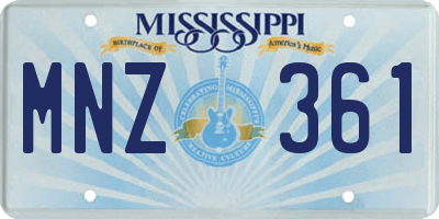 MS license plate MNZ361