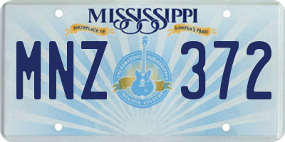 MS license plate MNZ372