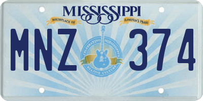 MS license plate MNZ374