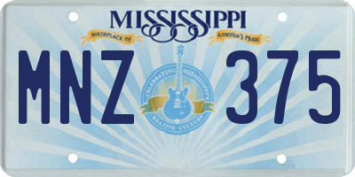 MS license plate MNZ375