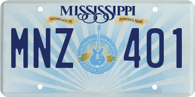 MS license plate MNZ401