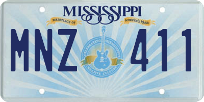 MS license plate MNZ411