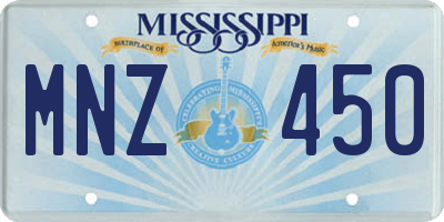 MS license plate MNZ450