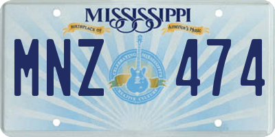 MS license plate MNZ474
