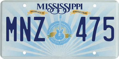 MS license plate MNZ475
