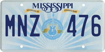 MS license plate MNZ476