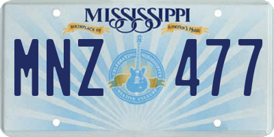 MS license plate MNZ477