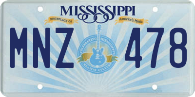 MS license plate MNZ478