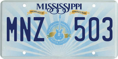 MS license plate MNZ503