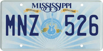 MS license plate MNZ526