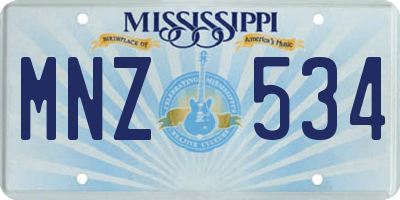 MS license plate MNZ534