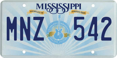 MS license plate MNZ542