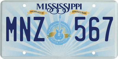 MS license plate MNZ567