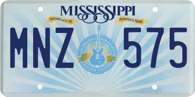 MS license plate MNZ575