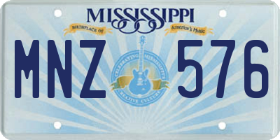 MS license plate MNZ576