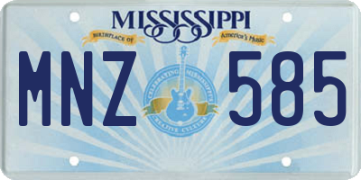 MS license plate MNZ585