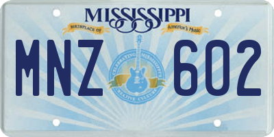 MS license plate MNZ602