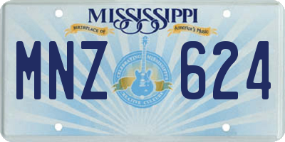 MS license plate MNZ624