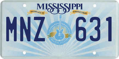 MS license plate MNZ631