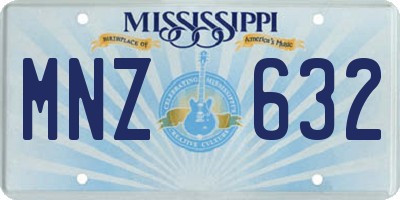 MS license plate MNZ632
