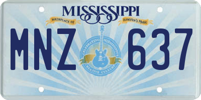 MS license plate MNZ637