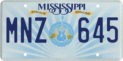 MS license plate MNZ645