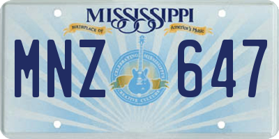 MS license plate MNZ647
