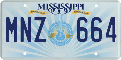 MS license plate MNZ664