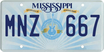 MS license plate MNZ667