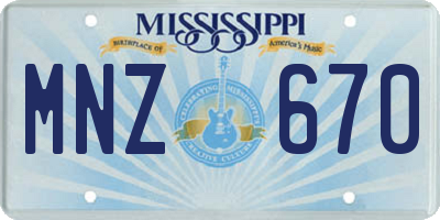 MS license plate MNZ670