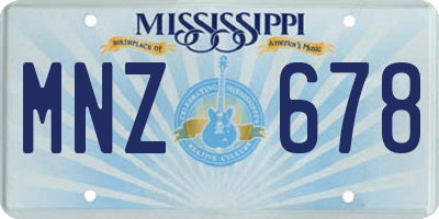 MS license plate MNZ678