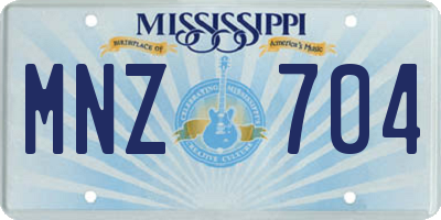 MS license plate MNZ704
