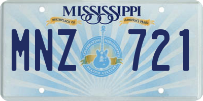 MS license plate MNZ721