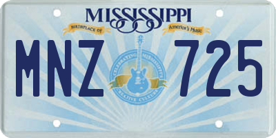 MS license plate MNZ725