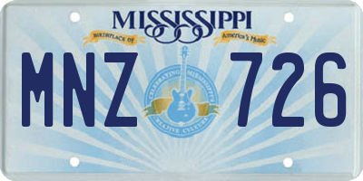MS license plate MNZ726
