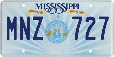 MS license plate MNZ727