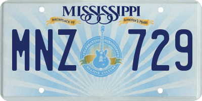MS license plate MNZ729