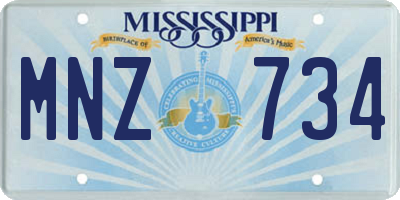 MS license plate MNZ734